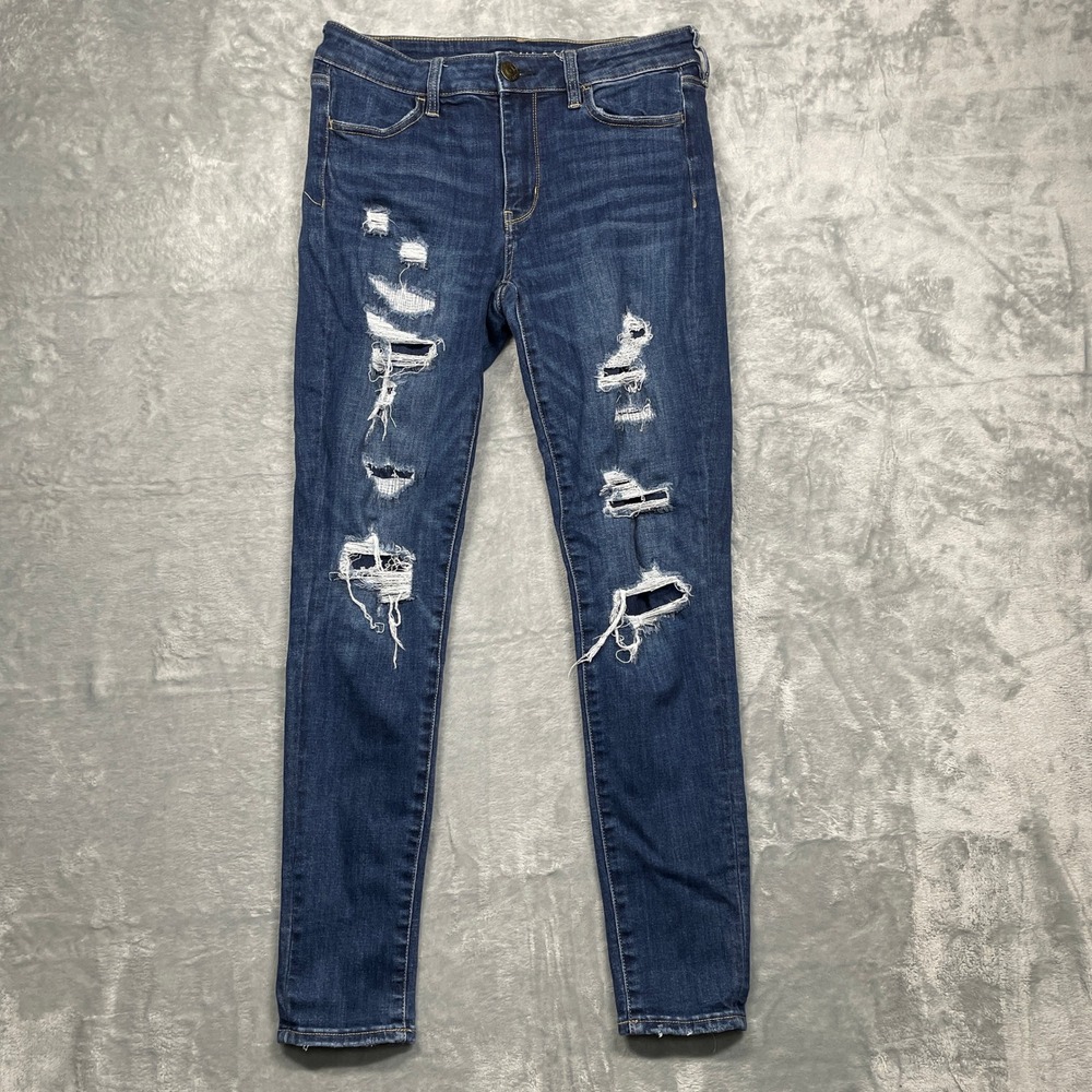 American Eagle Jegging Women 8 Blue Ne(x)t Level Stretch Distressed Dark Wash